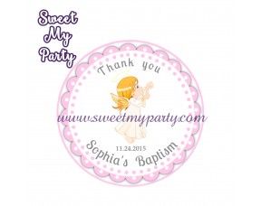 Girl Baptism stickers,Girl Christening thank you tags,(3)